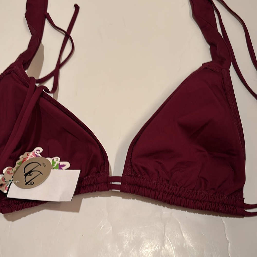 NWT BECCA Deep Burgundy Bikini Top DD swim swimsuit top - Picture 5 of 8